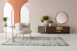 Clearance KARE Design Szafka RTV brązowa fornirowana 2 szuflady i drzwi przesuwne 200x42 cm - KARE