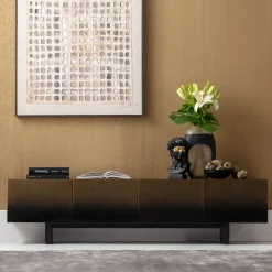 Online KARE Design Szafka RTV 4-drzwiowa czarno-złota front stal nierdzewna 180x45 cm - KARE