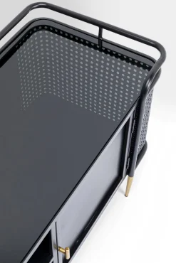 Sale KARE Design Szafka RTV stalowa czarna blat szklany 160x48 cm - KARE