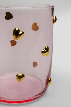 Best KARE Design Szklanka różowa wzór złote serduszka 300 ml - KARE