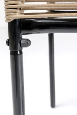 Sale KARE Design Taboret - podnóżek ogrodowy Acapulco 40x40 cm naturalny - nogi czarne - KARE