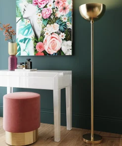 Online KARE Design Taboret Cherry Ø35x42 cm łososiowy podstawa złota - KARE