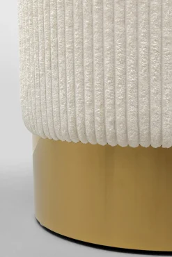 New KARE Design Taboret okrągły tapicerowany beżowy podstawa złota Ø35x42 cm - KARE