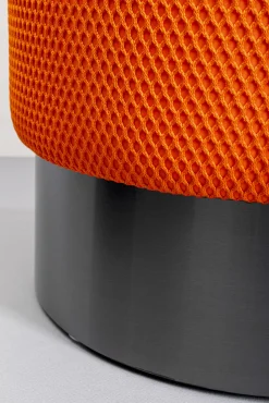 Fashion KARE Design Taboret okrągły tapicerowany pomarańczowy podstawa czarna Ø35x42 cm - KARE