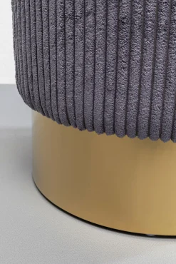 Clearance KARE Design Taboret okrągły tapicerowany szary podstawa złota Ø35x42 cm - KARE
