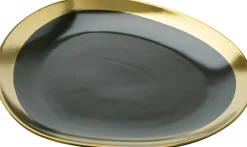 Clearance KARE Design Talerz do serwowania Vibrations 27 cm grafitowo-złoty - KARE