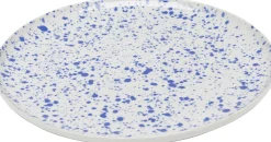 Sale KARE Design Talerz obiadowy z kamionki biały w niebieskie wzory Ø27 cm - KARE