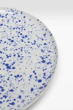 Sale KARE Design Talerz obiadowy z kamionki biały w niebieskie wzory Ø27 cm - KARE