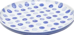 Hot KARE Design Talerz z kamionki biały w niebieskie kropki Ø22 cm - KARE