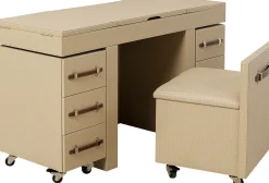 Clearance KARE Design Toaletka rozkładana z siedziskiem i kontenerkami tapicerowana 138x51 cm - KARE