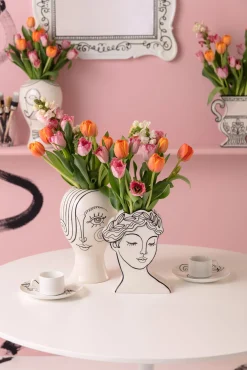 Fashion KARE Design Wazon ceramiczny biały motyw kobiety 21x26 cm - KARE