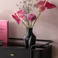 New KARE Design Wazon czarny z motywem ludzkiego ciała ceramiczny 16x22 cm - KARE