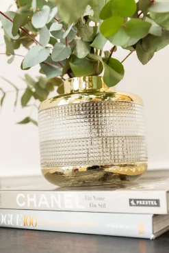 Clearance KARE Design Wazon LA Noble ∅20x19 cm transparentno-złoty - KARE