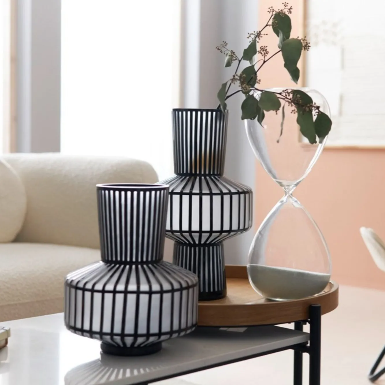 New KARE Design Wazon Roulette ∅25x31 cm biało-czarny - KARE