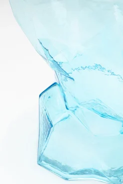 Fashion KARE Design Wazon szklany jasnoniebieski nowoczesny motyw twarzy 24x30 cm - KARE