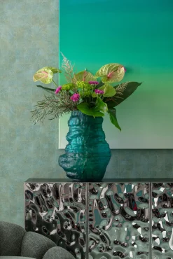 Fashion KARE Design Wazon szklany turkusowy do salonu 34x47 cm - KARE