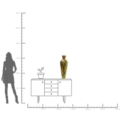 Online KARE Design Wazon żółty z kolorowymi wzorami stal i mozaika szklana Ø26x77 cm - KARE