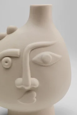 Discount KARE Design Wazon z ceramiki beżowy twarz abstrakcyjna 13x16 cm - KARE