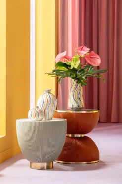 Fashion KARE Design Wazon z kamionki kolorowe wzory ręczne wykonanie Ø17x32 cm - KARE