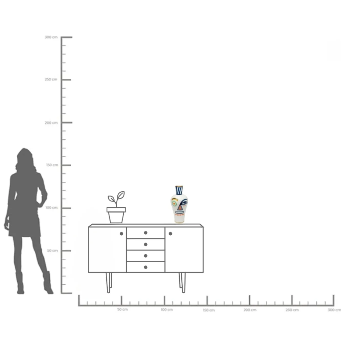 Discount KARE Design Wazon z porcelany kolorowy dwie twarze Ø21x44 cm - KARE