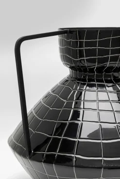 Sale KARE Design Wazon z uchwytem czarny stal emaliowana Ø30x29 cm - KARE