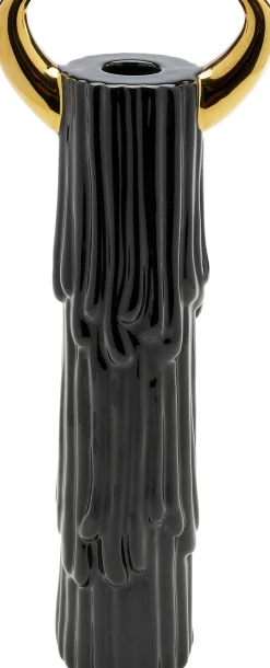 Fashion KARE Design Świecznik ceramiczny czarno-złoty na 1 świecę 30 cm - KARE