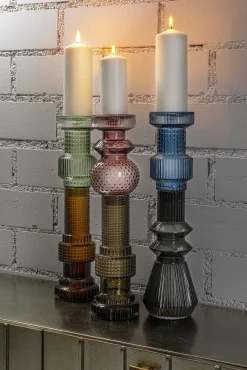 Outlet KARE Design Świecznik Marvelous Duo Ø12x49 cm fioletowo-szary - KARE