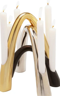 Outlet KARE Design Świecznik podwójny z aluminium srebrny 28x21 cm - KARE