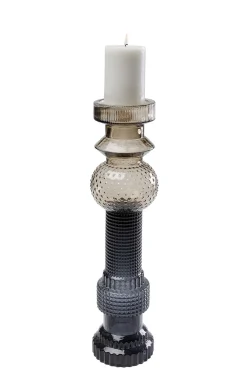 Clearance KARE Design Świecznik szklany szaro-brązowy Ø12x49 cm - KARE