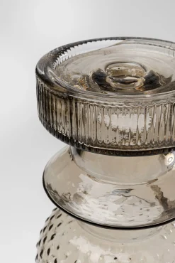 Clearance KARE Design Świecznik szklany szaro-brązowy Ø12x49 cm - KARE