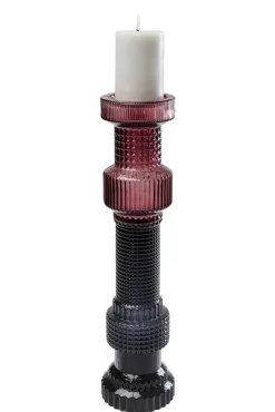 New KARE Design Świecznik szklany szaro-różowy Ø12x49 cm - KARE