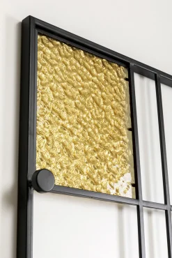 Best KARE Design Wieszak ścienny motyw twarzy czarno-złoty stal i szkło  90x200 cm - KARE