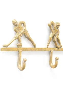 Outlet KARE Design Wieszak ścienny stalowy złoty motyw sportowy hokej 48x16 cm - KARE