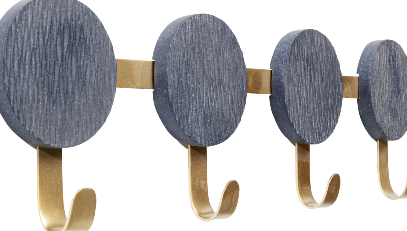 Best KARE Design Wieszak ścienny z 4 haczykami szaro-złoty 55 cm - KARE