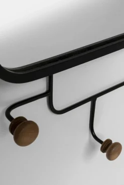 Fashion KARE Design Wieszak ścienny z lustrem czarny haczyki drewniane 50x65 cm - KARE