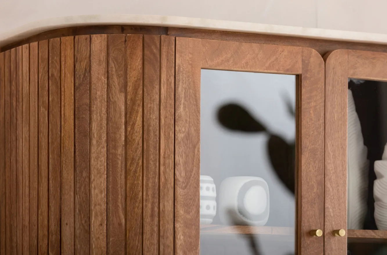 Outlet KARE Design Witryna Grace 100x145 cm drewno mango - blat marmur - KARE