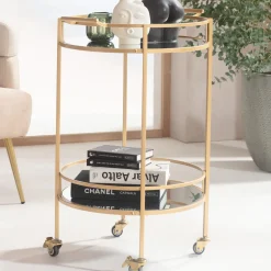 New KARE Design Wózek barowy Emilia 57x78 cm złoty - półki lustrzane - KARE