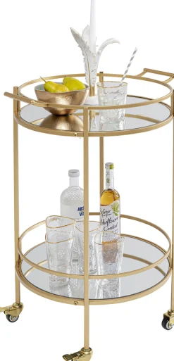 New KARE Design Wózek barowy Emilia 57x78 cm złoty - półki lustrzane - KARE