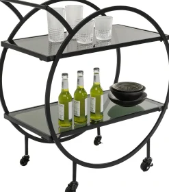 Outlet KARE Design Wózek barowy Loft 74x85 cm czarny półki szklane - KARE