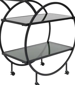 Outlet KARE Design Wózek barowy Loft 74x85 cm czarny półki szklane - KARE