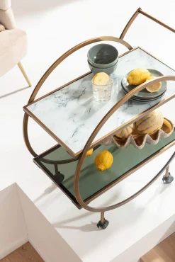 Online KARE Design Wózek barowy Loft 74x85 cm mosiężny półki szklane - KARE