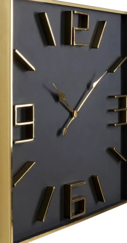 Fashion KARE Design Zegar ścienny kwadratowy czarno-złoty 92x92 cm - KARE