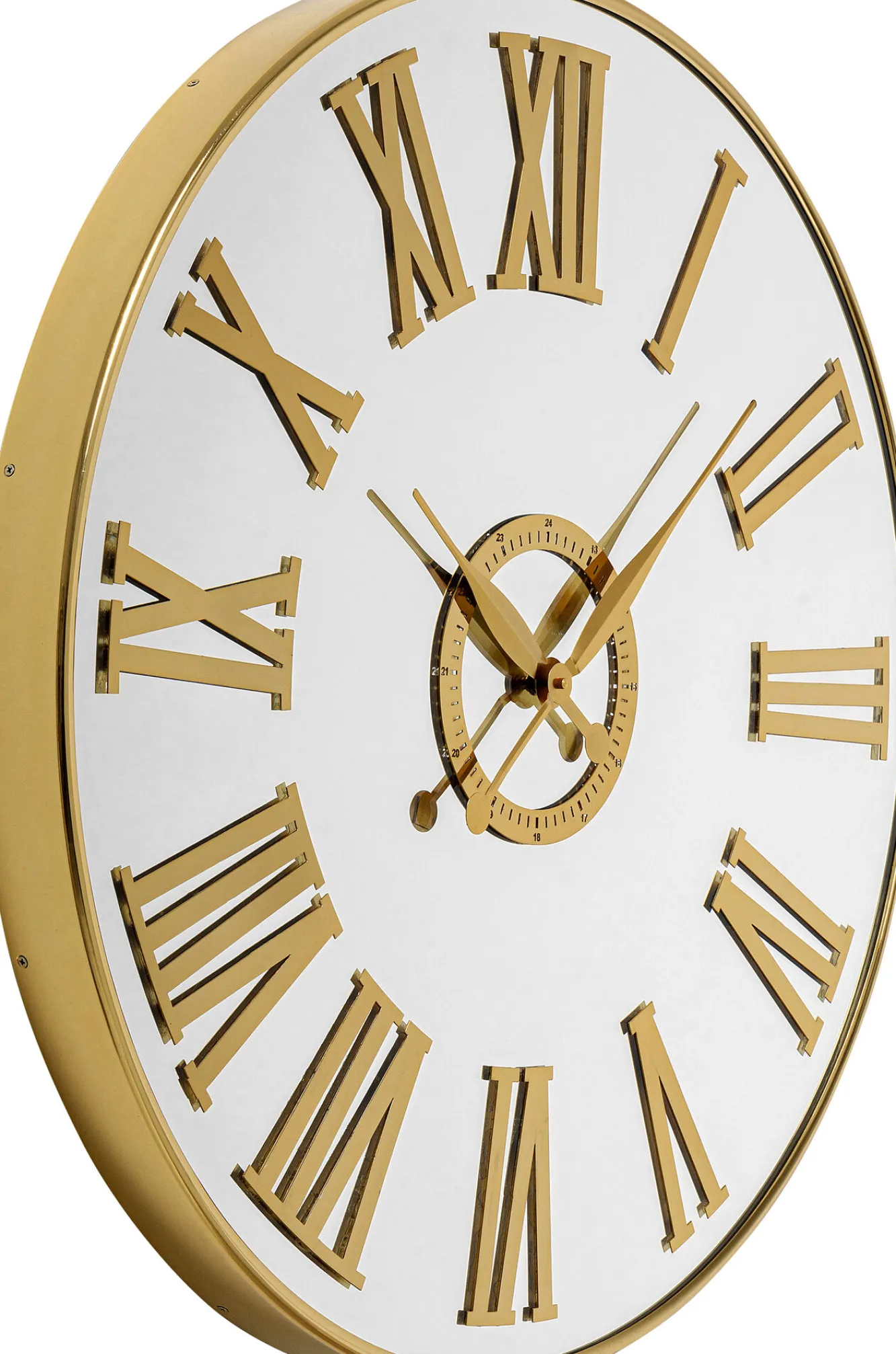 Outlet KARE Design Zegar ścienny nowoczesny złoty tarcza lustrzana Ø76 cm - KARE