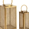 New KARE Design Zestaw 2 dużych latarenek złotych ze stali nierdzewnej i trawy morskiej - KARE