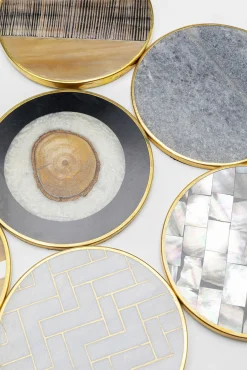 Online KARE Design Zestaw 6 podkładek okrągłych pod kubki kolorowe z organizerem Ø11 cm - KARE