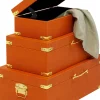 Hot KARE Design Zestaw 3 pudełek pomarańczowych ze złotymi detalami - KARE