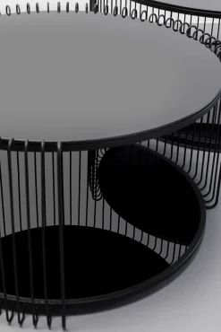 Outlet KARE Design Zestaw 2 stolików kawowych czarnych blaty i półki szklane rama stalowa - KARE