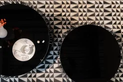 Outlet KARE Design Zestaw 2 stolików kawowych czarnych blaty i półki szklane rama stalowa - KARE