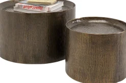 New KARE Design Zestaw 2 stolików kawowych kolor brązowy aluminium wykończenie mosiężne - KARE