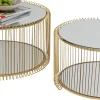Clearance KARE Design Zestaw 2 stolików kawowych blaty i półki lustrzane rama złota - KARE